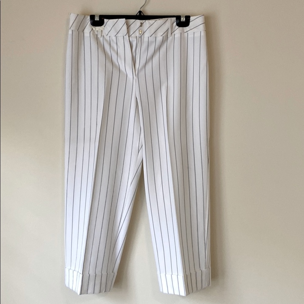 White Striped 3/4 Length Cut Pant - Size 12